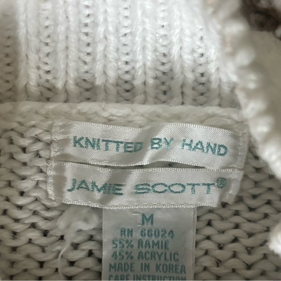 Vintage 90's Hand Knit Chunky Geometric Sweater - Jamie Scott- Medium - Picture 4 of 9